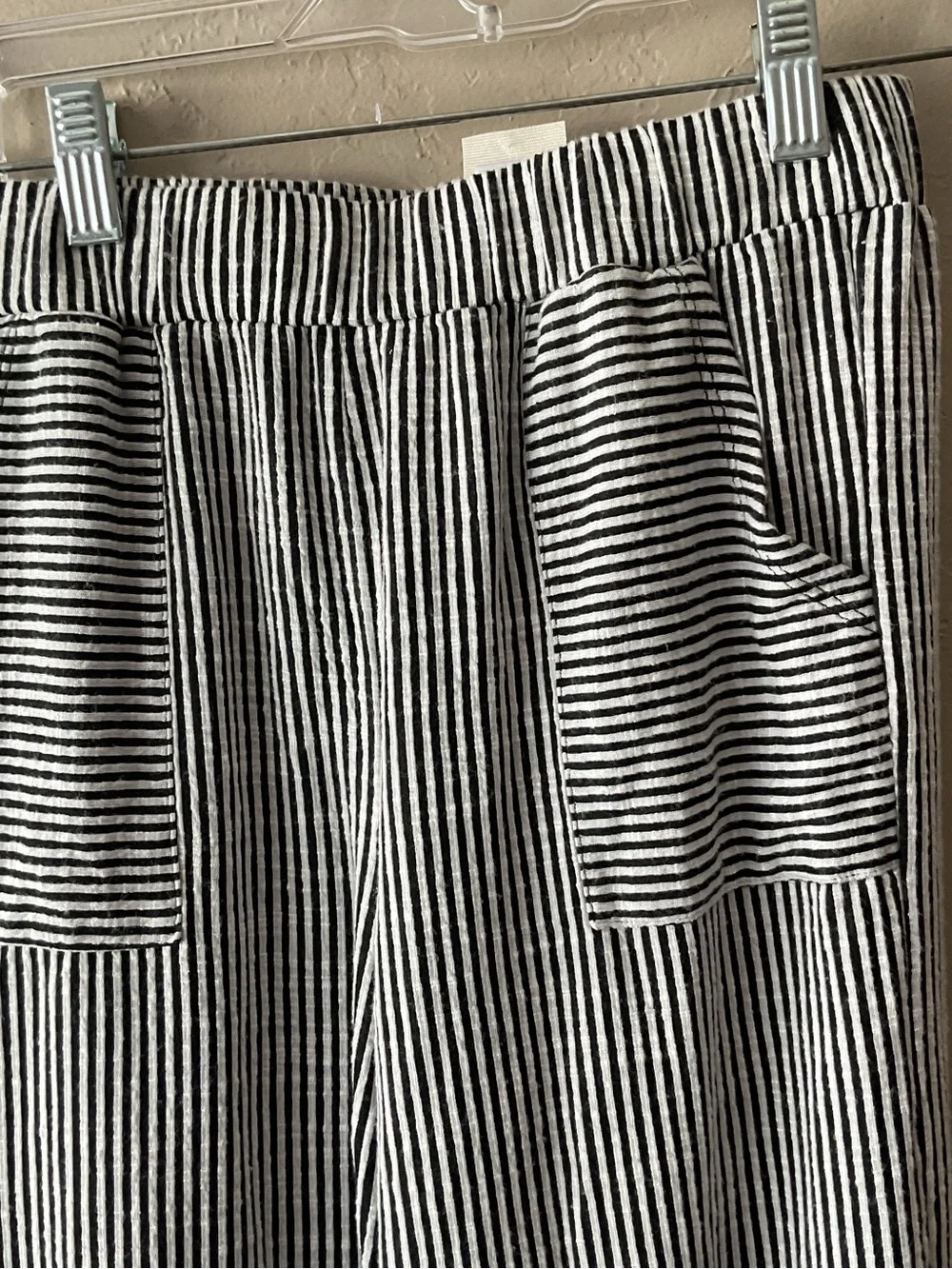 Lily Bleu Black & White Striped Tie-Front top and cropped pants